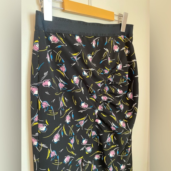 BIMBA Y LOLA Tulip Asymmetrical Black and Floral Midi Skirt Size 4 EU36 - Picture 7 of 15